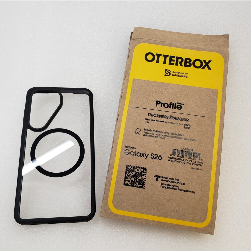 OtterBox Profile Series Clear Case for Samsung Galaxy S26 (Black Bumper)